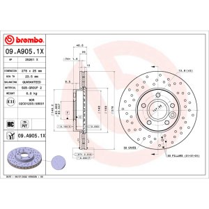 Ford Focus Brake Rotor (1) - Front - Brembo OE - Drilled Xtra - `12-`18
